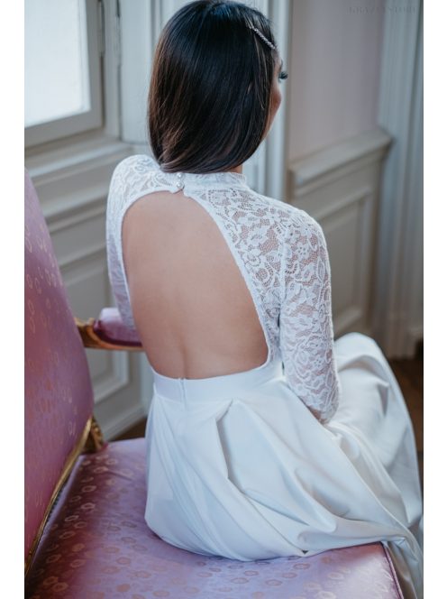 Spruce - biele maxi šaty s čipkovaným topom bez chrbta