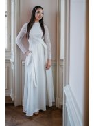 Spruce - biele maxi šaty s čipkovaným topom bez chrbta