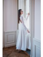 Spruce - biele maxi šaty s čipkovaným topom bez chrbta