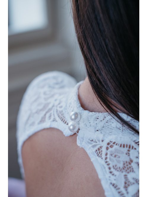 Spruce - biele maxi šaty s čipkovaným topom bez chrbta