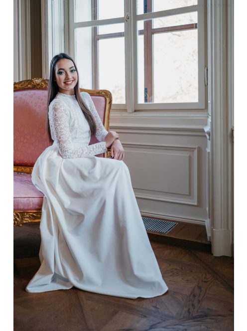 Spruce - biele maxi šaty s čipkovaným topom bez chrbta