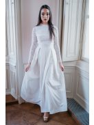 Spruce - biele maxi šaty s čipkovaným topom bez chrbta