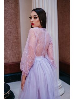 Graceful - fialové čipkované mini šaty