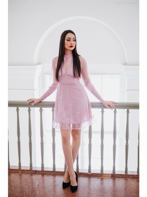 Graceful mini - fialové čipkované mini šaty