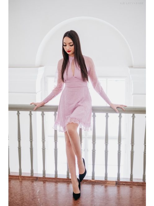 Graceful mini - fialové čipkované mini šaty