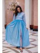 Graceful – modré čipkované maxi šaty