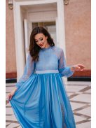 Graceful – modré čipkované maxi šaty