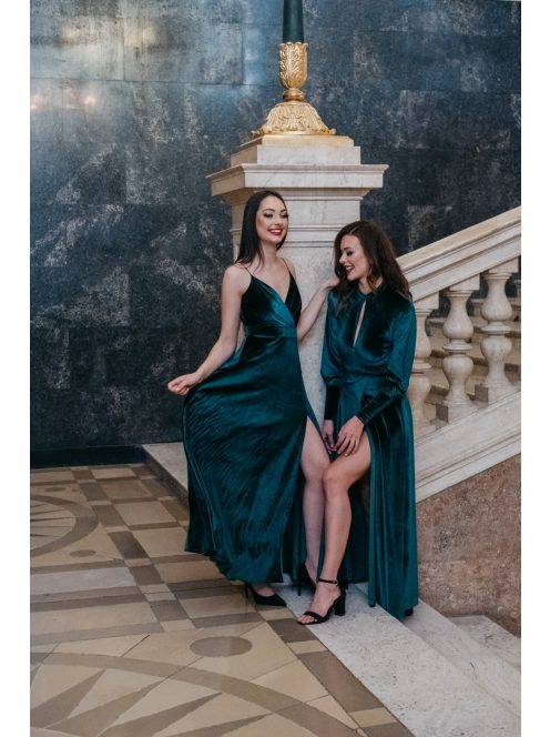  Abigél Velvet – zelené velúrové maxi šaty 