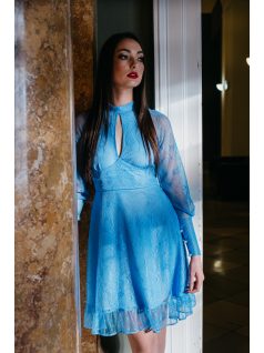Graceful mini – modré čipkované mini šaty 