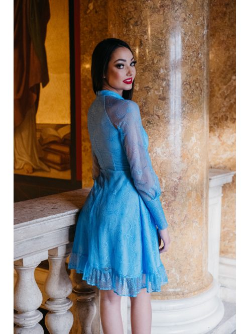 Graceful mini – modré čipkované mini šaty 