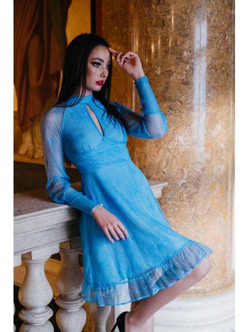 Graceful mini – modré čipkované mini šaty 