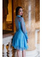 Graceful mini – modré čipkované mini šaty 