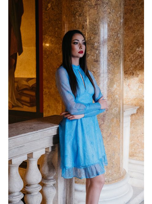 Graceful mini – modré čipkované mini šaty 