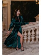 Scarlett - zelené velúrové maxi šaty s dlhým rukávom