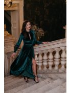 Scarlett - zelené velúrové maxi šaty s dlhým rukávom