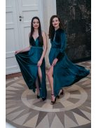 Scarlett - zelené velúrové maxi šaty s dlhým rukávom