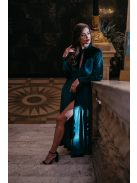 Scarlett - zelené velúrové maxi šaty s dlhým rukávom