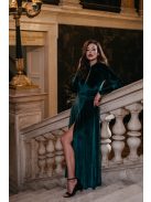 Scarlett - zelené velúrové maxi šaty s dlhým rukávom