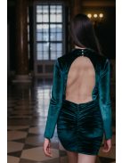 Kyla – zelené velúrové mini šaty s otvoreným chrbtom