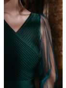 Gracious Long – tmavozelené maxi šaty s rebrovaným dekoltom 