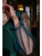 Gracious Long – tmavozelené maxi šaty s rebrovaným dekoltom 