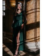 Gracious Long – tmavozelené maxi šaty s rebrovaným dekoltom 