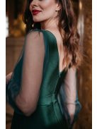 Gracious Long – tmavozelené maxi šaty s rebrovaným dekoltom 