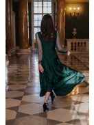 Gracious Long – tmavozelené maxi šaty s rebrovaným dekoltom 
