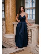 Classy – tmavomodré maxi šaty s V-výstrihom