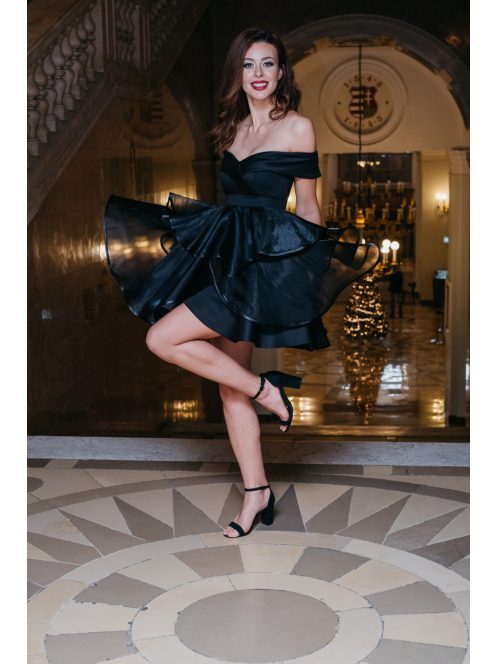 Hearty Mini - čierne minišaty s výstrihom v tvare srdca