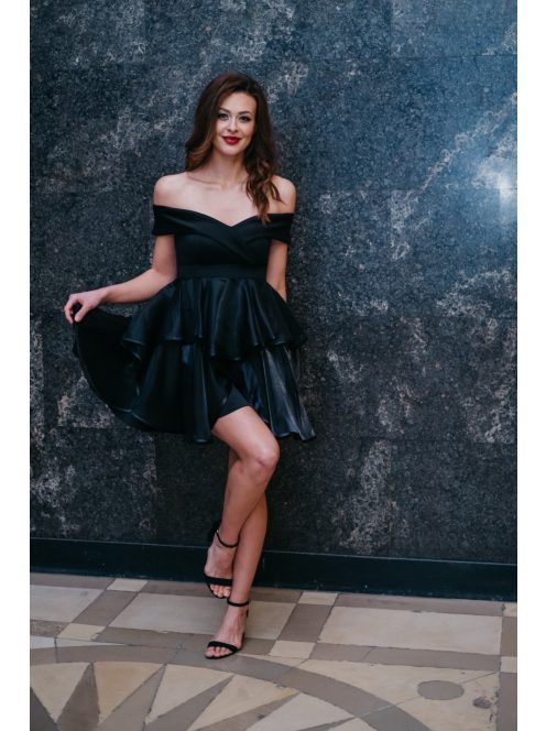 Hearty Mini - čierne minišaty s výstrihom v tvare srdca