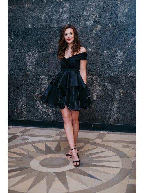 Hearty Mini - čierne minišaty s výstrihom v tvare srdca