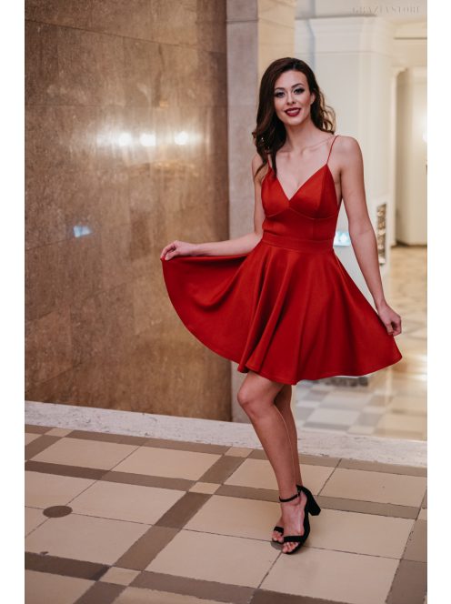 Classy Mini - červené mini šaty s výstrihom do V