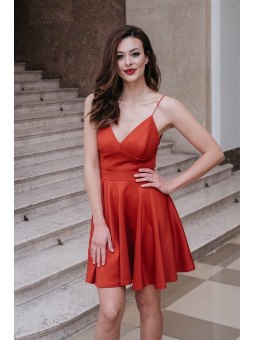 Classy Mini - červené mini šaty s výstrihom do V