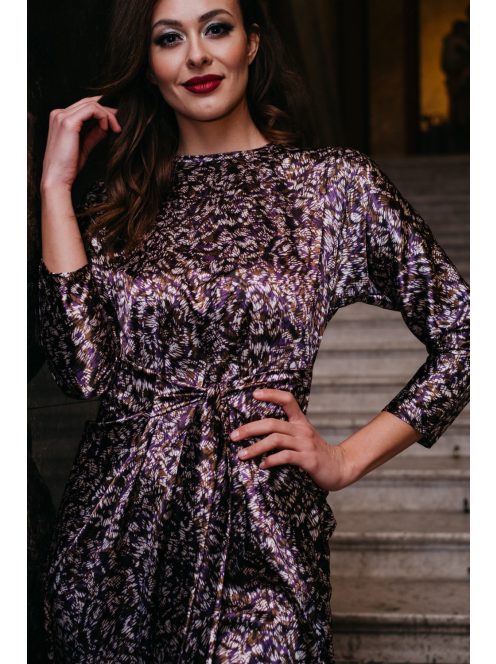 July – lila mintás mini ruha 