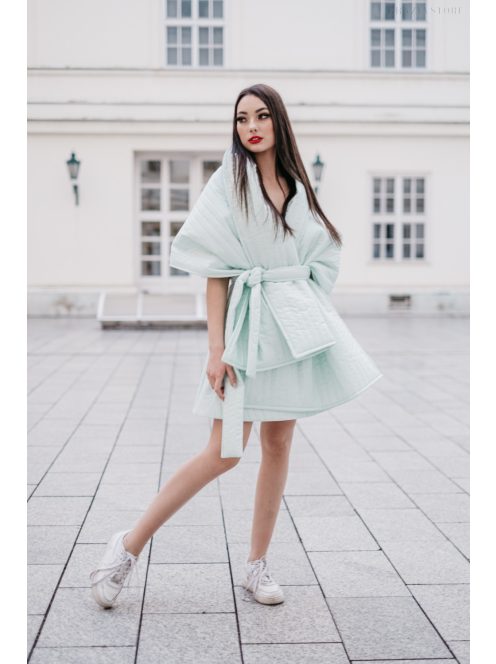 Steph - prešívaná mätová mini sukňa