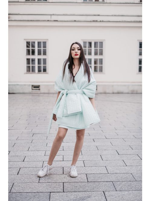 Steph - prešívaná mätová mini sukňa