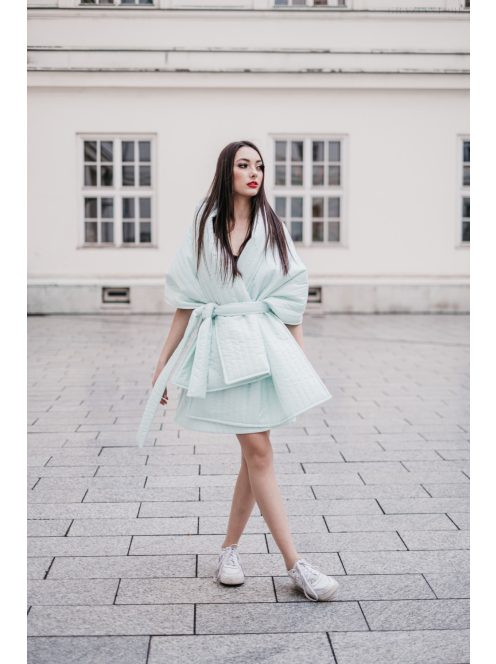 Steph - prešívaná mätová mini sukňa