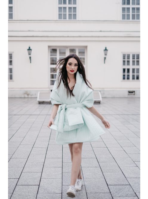 Steph - prešívaná mätová mini sukňa