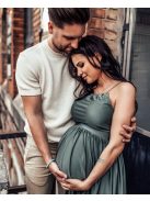 Vpredu-vzadu uzavreté bezrukávové maxi šaty - army