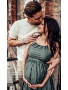 Vpredu-vzadu uzavreté bezrukávové maxi šaty - army