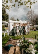 Vpredu-vzadu uzavreté bezrukávové maxi šaty - army