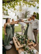 Vpredu-vzadu uzavreté bezrukávové maxi šaty - army