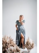 Ramóna - Zelené saténové maxi s velúrovým topom