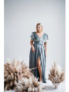 Ramóna - Zelené saténové maxi s velúrovým topom