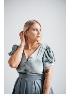 Ramóna - Zelené saténové maxi s velúrovým topom