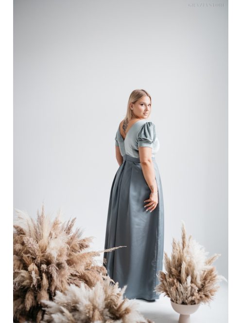 Ramóna - Zelené saténové maxi s velúrovým topom