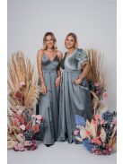 Ramóna - Zelené saténové maxi s velúrovým topom