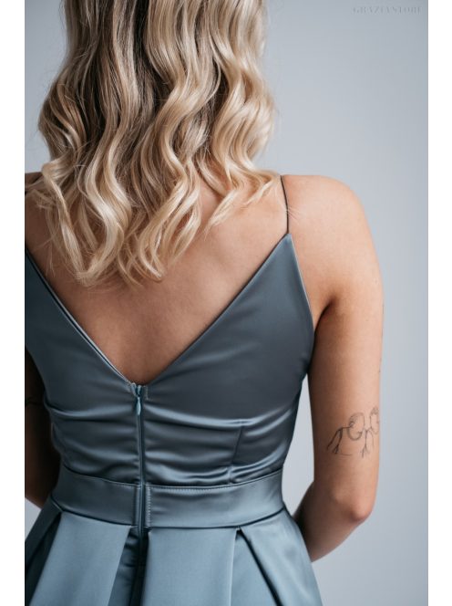 Zenina- Zelené saténové maxi šaty s výstrihom do V