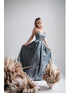 Zenina- Zelené saténové maxi šaty s výstrihom do V